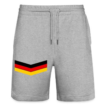 Rote Gelbe Chevron Form Muster - Stanley/Stella Unisex Bio Joggingshorts Trainer  - Grau meliert - Vorne - Nik (191cm) & Marisol (170cm)
