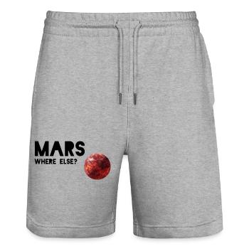 Mars où d’autre : conception de planètes rouges - Short de jogging bio TRAINER Stanley/Stella unisexe - gris chiné - Devant - Nik (191cm) & Marisol (170cm)