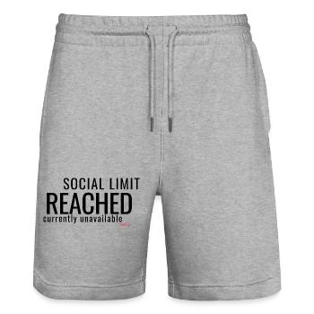 Social Limit Reached Minimalist Typography - Stanley/Stella Trainer Unisex Organic Jogging Shorts - heather grey - Front - Nik (191cm) & Marisol (170cm)