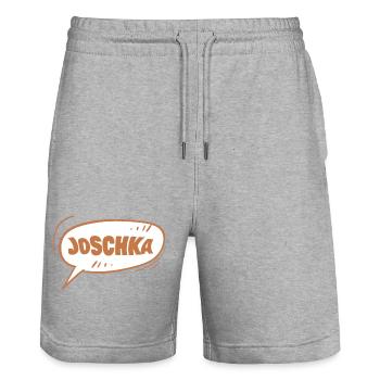 Joschka als Vorname - Stanley/Stella Unisex Bio Joggingshorts Trainer  - Grau meliert - Vorne - Nik (191cm) & Marisol (170cm)