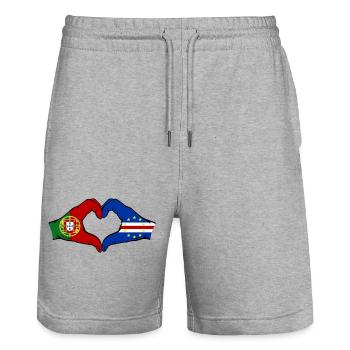 Portugal Cap Verde Flagge Hände Herzform - Stanley/Stella Unisex Bio Joggingshorts Trainer  - Grau meliert - Vorne - Nik (191cm) & Marisol (170cm)
