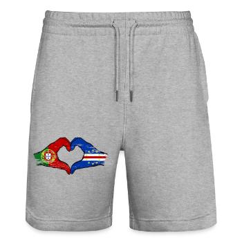 Drapeau du Cap-Vert du Portugal Mains en forme de cœur utilisé - Short de jogging bio TRAINER Stanley/Stella unisexe - gris chiné - Devant - Nik (191cm) & Marisol (170cm)