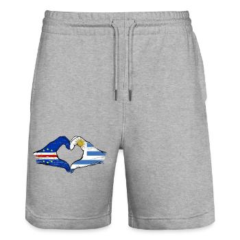 Drapeau du Cap-Vert Uruguay mains en forme de cœur utilisé - Short de jogging bio TRAINER Stanley/Stella unisexe - gris chiné - Devant - Nik (191cm) & Marisol (170cm)