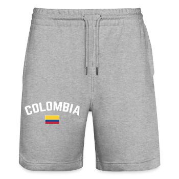 Colombie  - Short de jogging bio TRAINER Stanley/Stella unisexe - gris chiné - Devant - Nik (191cm) & Marisol (170cm)