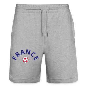 France football for supporters - Stanley/Stella Trainer Unisex Organic Jogging Shorts - heather grey - Front - Nik (191cm) & Marisol (170cm)
