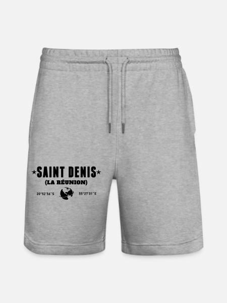 Saint Denis Reunion Coordonnées Globe - Short de jogging bio TRAINER Stanley/Stella unisexe - gris chiné