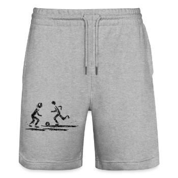 Football Duel | Abstract Sports Art - Stanley/Stella Trainer Unisex Organic Jogging Shorts - heather grey - Front - Nik (191cm) & Marisol (170cm)