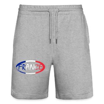 Französische Flagge, Frankreich  - Stanley/Stella Unisex Bio Joggingshorts Trainer  - Grau meliert - Vorne - Nik (191cm) & Marisol (170cm)
