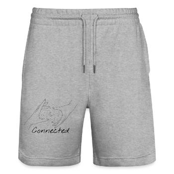 Mains Cosmiques Connectées Étoiles - Short de jogging bio TRAINER Stanley/Stella unisexe - gris chiné - Devant - Nik (191cm) & Marisol (170cm)