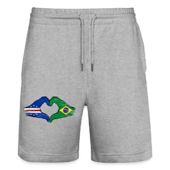 Drapeau du Cap-Vert Brésil mains en forme de cœur utilisées - Short de jogging bio TRAINER Stanley/Stella unisexe - gris chiné - Devant - Nik (191cm) & Marisol (170cm)
