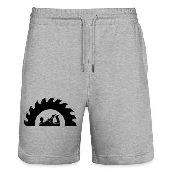 Carpenter Saw Blade Planer Logo - Stanley/Stella Trainer Unisex Organic Jogging Shorts - heather grey - Front - Nik (191cm) & Marisol (170cm)