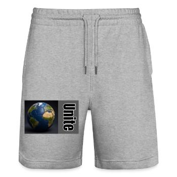 Unité de la Boule Mondiale en Mouvement - Short de jogging bio TRAINER Stanley/Stella unisexe - gris chiné - Devant - Nik (191cm) & Marisol (170cm)