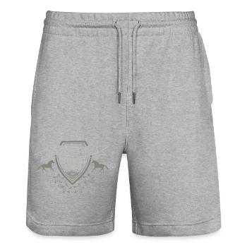 Horse 1968 - Stanley/Stella Trainer Unisex Organic Jogging Shorts - heather grey - Front - Nik (191cm) & Marisol (170cm)