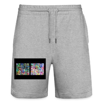 jschragshroj - Stanley/Stella Trainer Unisex Organic Jogging Shorts - heather grey - Front - Nik (191cm) & Marisol (170cm)