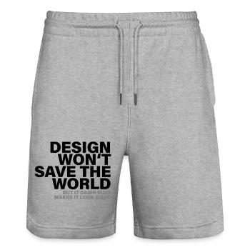 Chemise de créateur Design Will Not Save The World - Short de jogging bio TRAINER Stanley/Stella unisexe - gris chiné - Devant - Nik (191cm) & Marisol (170cm)