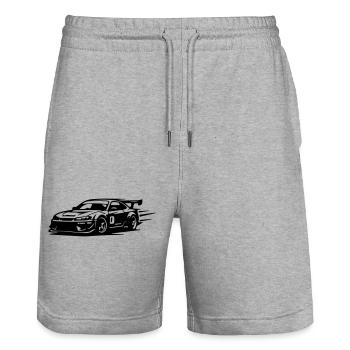 Car Racing Car - Stanley/Stella Trainer Unisex Organic Jogging Shorts - heather grey - Front - Nik (191cm) & Marisol (170cm)