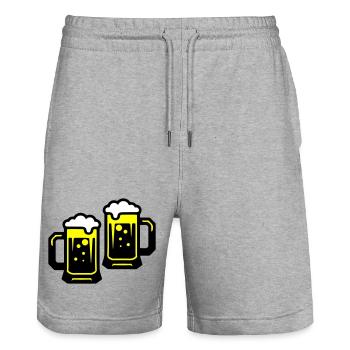 Bier Prost Symbol - Stanley/Stella Unisex Bio Joggingshorts Trainer  - Grau meliert - Vorne - Nik (191cm) & Marisol (170cm)