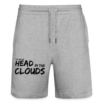 Head in the Clouds Black by Daydreamers - Stanley/Stella Trainer Unisex Organic Jogging Shorts - heather grey - Front - Nik (191cm) & Marisol (170cm)