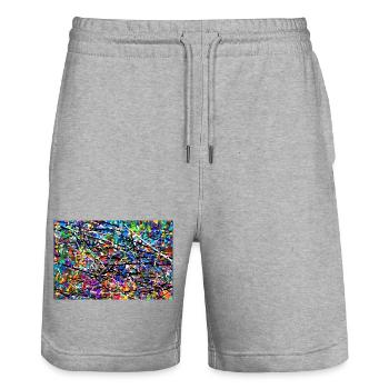 Chinzinj - Stanley/Stella Trainer Unisex Organic Jogging Shorts - heather grey - Front - Nik (191cm) & Marisol (170cm)
