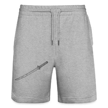 Katana Samurai Schwert Kampfkunst Kendo Dojo - Stanley/Stella Unisex Bio Joggingshorts Trainer  - Grau meliert - Vorne - Nik (191cm) & Marisol (170cm)