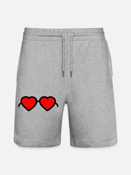 Heart Glasses - Stanley/Stella Trainer Unisex Organic Jogging Shorts - heather grey