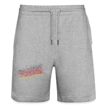 Berliner Skyline Pinselstrich - Stanley/Stella Unisex Bio Joggingshorts Trainer  - Grau meliert - Vorne - Nik (191cm) & Marisol (170cm)