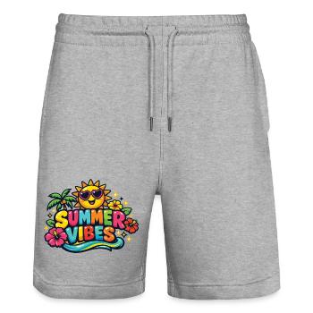 Summer Vibes - Stanley/Stella Trainer Unisex Organic Jogging Shorts - heather grey - Front - Nik (191cm) & Marisol (170cm)