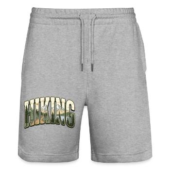 Wanderblasenbuchstaben Mountain Lake Forest Tee - Stanley/Stella Unisex Bio Joggingshorts Trainer  - Grau meliert - Vorne - Nik (191cm) & Marisol (170cm)