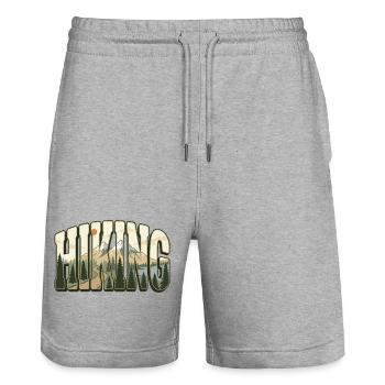 Wandern Arched Letters Mountain Trail Forest Tee - Stanley/Stella Unisex Bio Joggingshorts Trainer  - Grau meliert - Vorne - Nik (191cm) & Marisol (170cm)