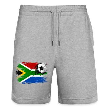 Flag football sud-africain utilisé - Short de jogging bio TRAINER Stanley/Stella unisexe - gris chiné - Devant - Nik (191cm) & Marisol (170cm)