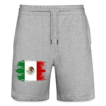 Mexiko Flagge used - Stanley/Stella Unisex Bio Joggingshorts Trainer  - Grau meliert - Vorne - Nik (191cm) & Marisol (170cm)