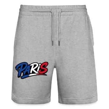 PARiS France Patriote Bleu Blanc Rouge - Short de jogging bio TRAINER Stanley/Stella unisexe - gris chiné - Devant - Nik (191cm) & Marisol (170cm)