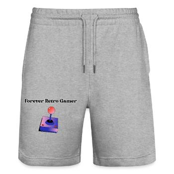 Forever Retro Gamer - Stanley/Stella Unisex Bio Joggingshorts Trainer  - Grau meliert - Vorne - Nik (191cm) & Marisol (170cm)