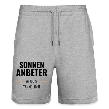Sonnenanbeter zu 100% Tanke Licht - Stanley/Stella Unisex Bio Joggingshorts Trainer  - Grau meliert - Vorne - Nik (191cm) & Marisol (170cm)