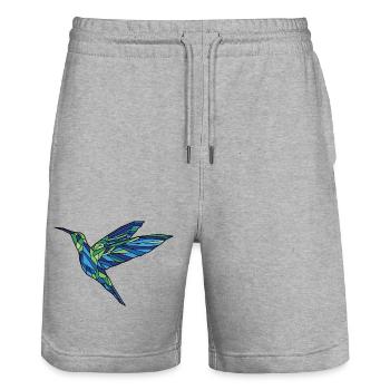 Hummingbird - Stanley/Stella Trainer Unisex Organic Jogging Shorts - heather grey - Front - Nik (191cm) & Marisol (170cm)