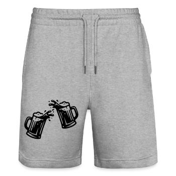 Bier Anstoßen Weizenbier - Stanley/Stella Unisex Bio Joggingshorts Trainer  - Grau meliert - Vorne - Nik (191cm) & Marisol (170cm)