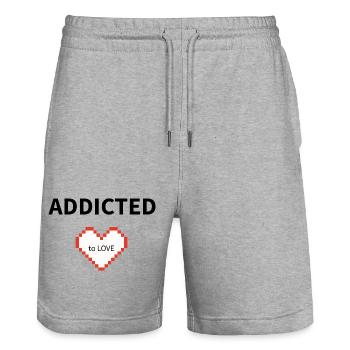 Pixel Heart to Love - Stanley/Stella Trainer Unisex Organic Jogging Shorts - heather grey - Front - Nik (191cm) & Marisol (170cm)