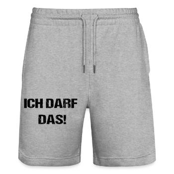 Ich Darf Das Frecher Humor Spruch - Stanley/Stella Unisex Bio Joggingshorts Trainer  - Grau meliert - Vorne - Nik (191cm) & Marisol (170cm)