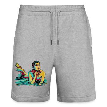Pop art woman in water - Stanley/Stella Trainer Unisex Organic Jogging Shorts - heather grey - Front - Nik (191cm) & Marisol (170cm)