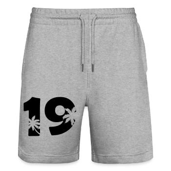 19_palmen - Short de jogging bio TRAINER Stanley/Stella unisexe - gris chiné - Devant - Nik (191cm) & Marisol (170cm)