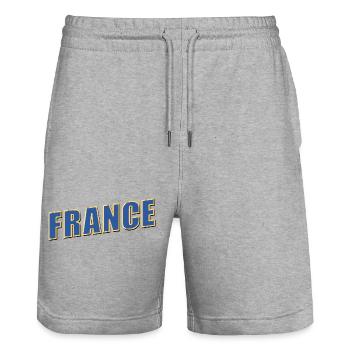 France - Short de jogging bio TRAINER Stanley/Stella unisexe - gris chiné - Devant - Nik (191cm) & Marisol (170cm)