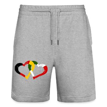 Italy Germany Love - Stanley/Stella Trainer Unisex Organic Jogging Shorts - heather grey - Front - Nik (191cm) & Marisol (170cm)