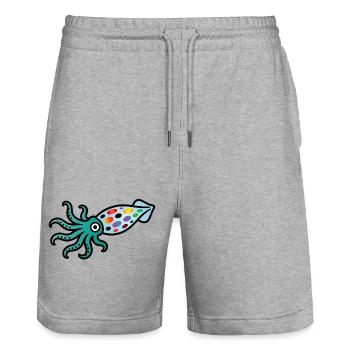 Bunter Tintenfisch | Maritimes Kunstmotiv  - Stanley/Stella Unisex Bio Joggingshorts Trainer  - Grau meliert - Vorne - Nik (191cm) & Marisol (170cm)
