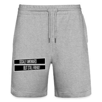 Socially Awkward But Still Friendly Lustig Spruch - Stanley/Stella Unisex Bio Joggingshorts Trainer  - Grau meliert - Vorne - Nik (191cm) & Marisol (170cm)