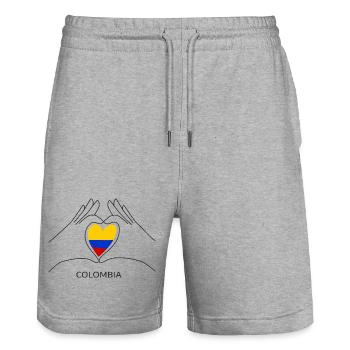 Kolumbien Herz mit Kolumbianischer Flagge Für Fans - Stanley/Stella Unisex Bio Joggingshorts Trainer  - Grau meliert - Vorne - Nik (191cm) & Marisol (170cm)