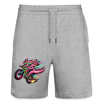 Flammender Axolotl radfahrer - Stanley/Stella Unisex Bio Joggingshorts Trainer  - Grau meliert - Vorne - Nik (191cm) & Marisol (170cm)