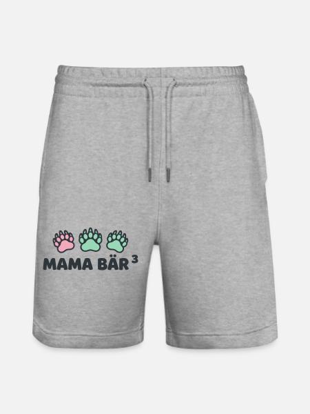 Mama Bär 3 Bärenpfote Dreifache Mutter - Stanley/Stella Unisex Bio Joggingshorts Trainer  - Grau meliert