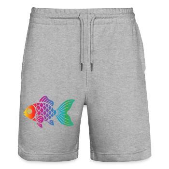 Bunter Fisch | Modernes Meeresmotiv - Stanley/Stella Unisex Bio Joggingshorts Trainer  - Grau meliert - Vorne - Nik (191cm) & Marisol (170cm)