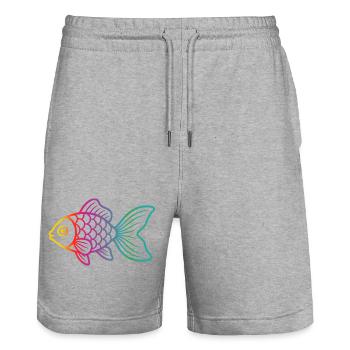Bunter Fisch | Modernes Meeresmotiv  - Stanley/Stella Unisex Bio Joggingshorts Trainer  - Grau meliert - Vorne - Nik (191cm) & Marisol (170cm)