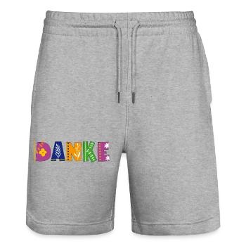 Merci - Short de jogging bio TRAINER Stanley/Stella unisexe - gris chiné - Devant - Nik (191cm) & Marisol (170cm)